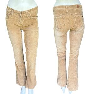 Y2K BONGO Tan Faded Corduroy Low Rise Bootcut Flare Leg Jeans Size 3 JR